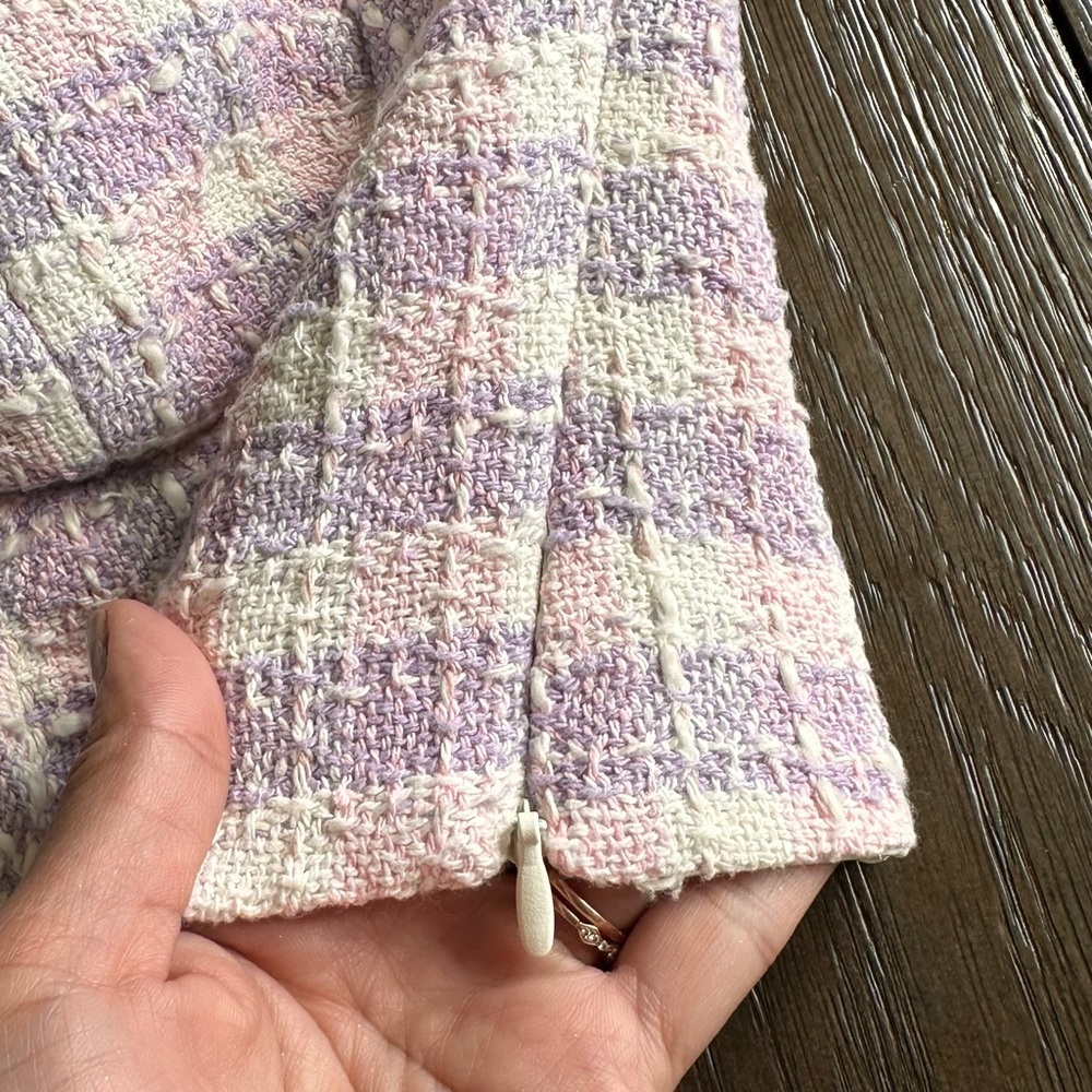 Zara Corset Half Textured Pink Purple Size M Top Crop top Bustier Tweed Plaid - Picture 3 of 7